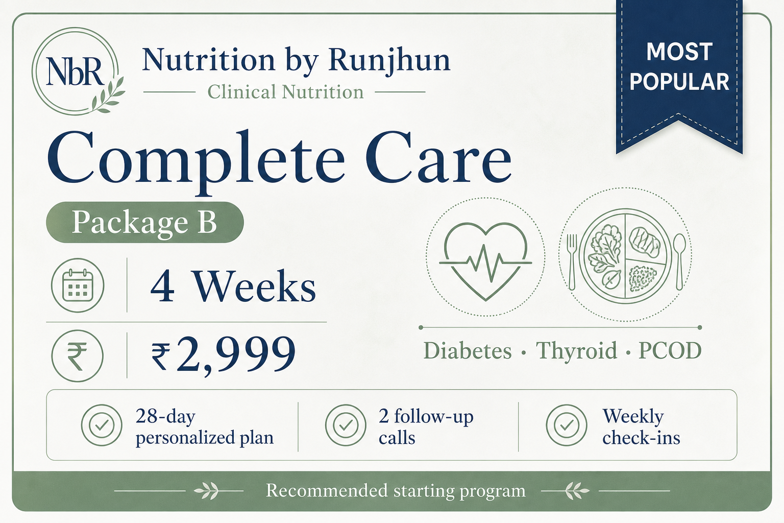 Complete Care package — 4 weeks, ₹2,999